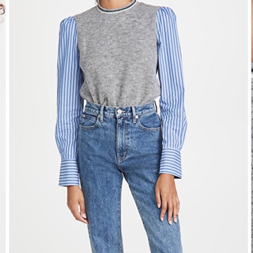 NWT Derek Lam 10 Crosby Milton Mixed Media Sweater Size Small